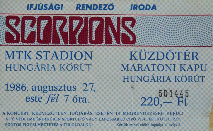 Ennyibe ker lt a jegy a Scorpions budapesti koncertj re 1986 ban